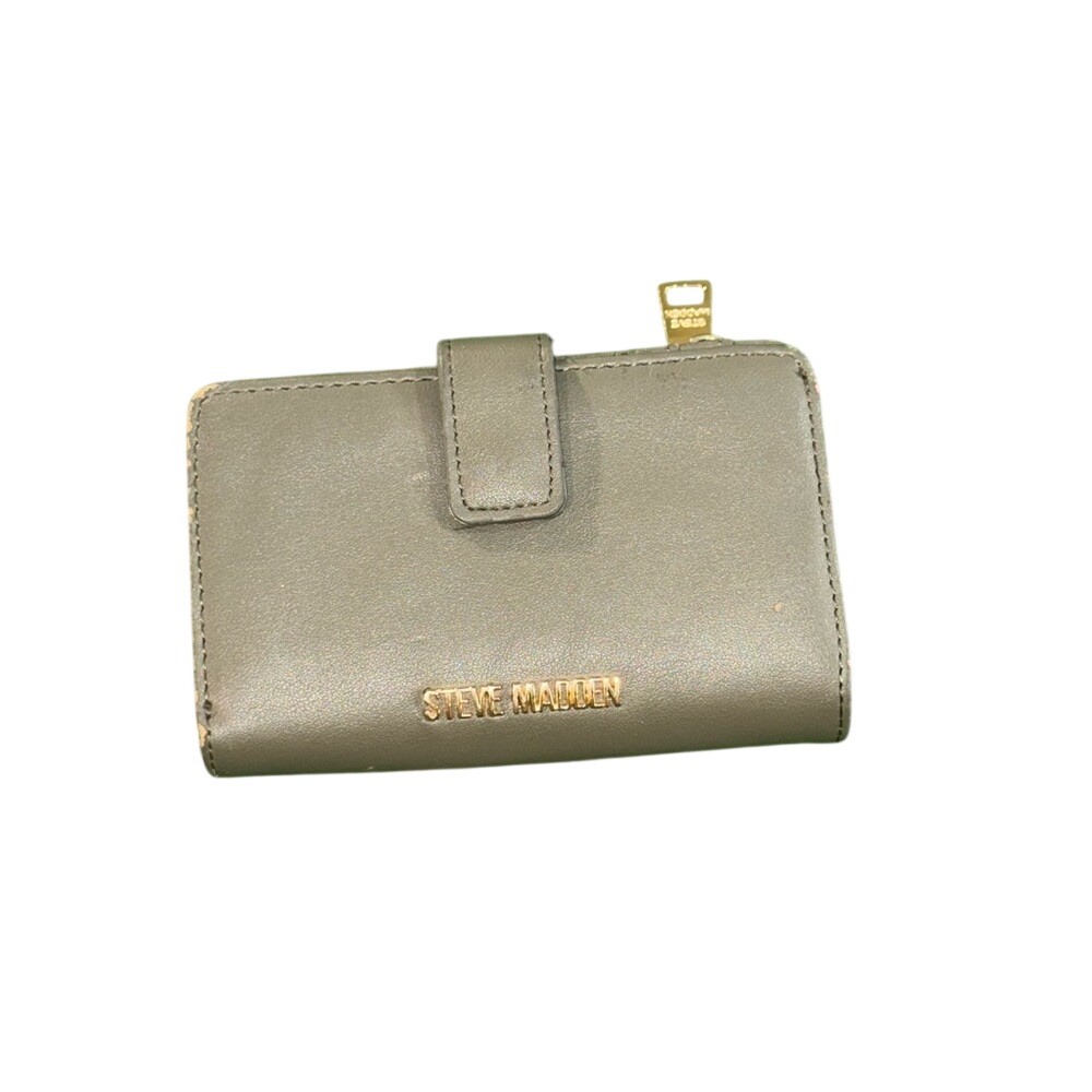 Steve Madden Olive Green Gold Bifold Wallet Womens Horsebit Detail Q2/24/9672